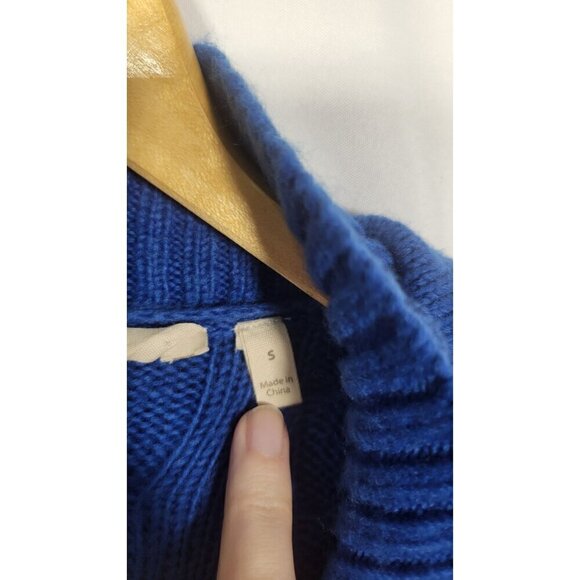 Soft Surroundings Royal Blue Full Zip Chunky Knit Hooded Long Line Sweater Sz S - Picture 7 of 14